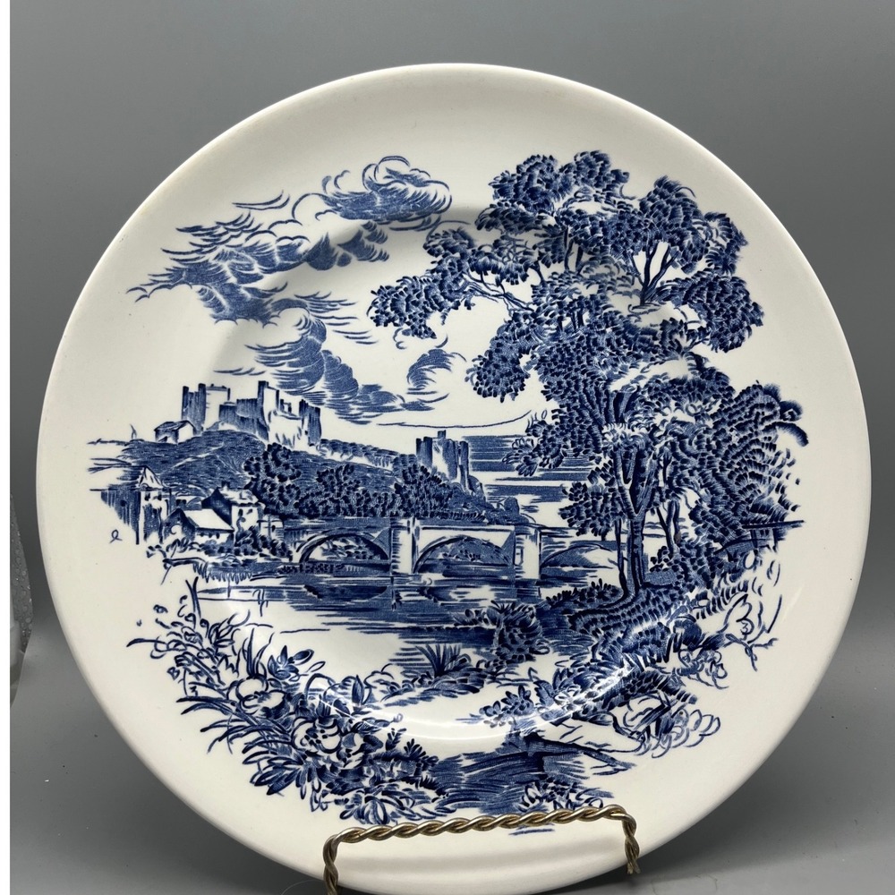 Enoch Wedgwood Countryside Blue Transferware Plate Vintage England Blue White‎